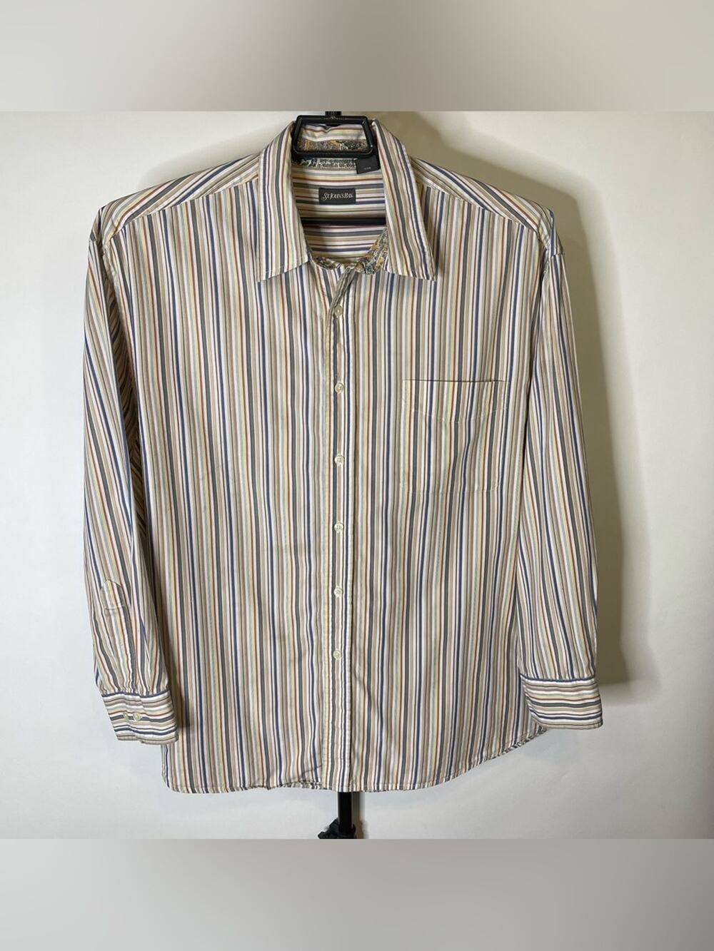 St John’s Bay Striped Dress Long Sleeve Shirt Size XL Men’s